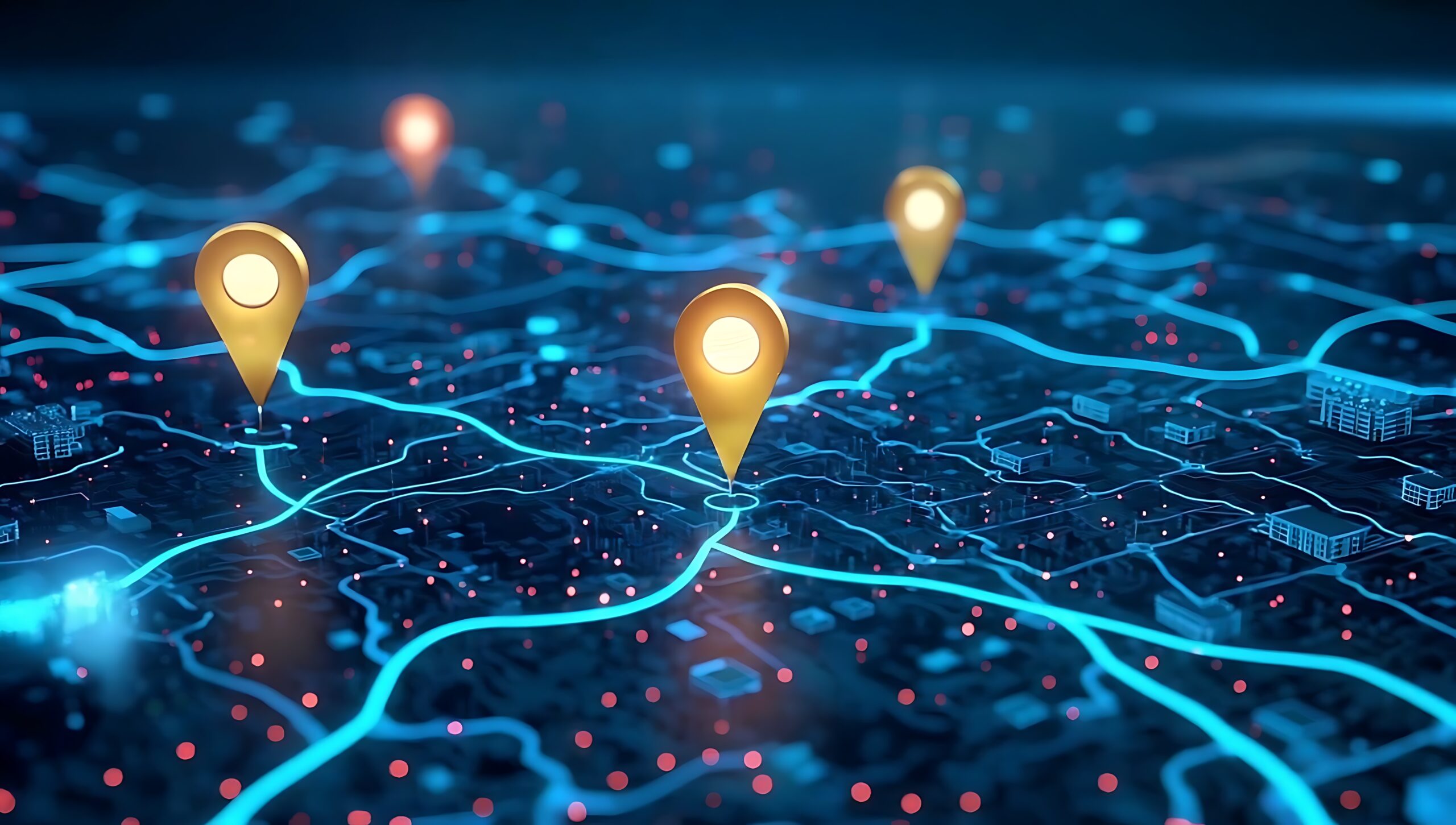 destination-platform-global-visibility-location Glowing location pin on world map illustrates global visibility gained by destinations using the platform